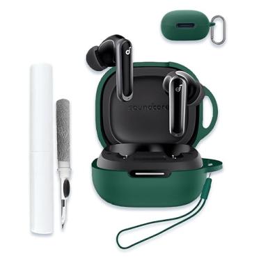 Imagem de Capa para Soundcore by Anker P40I, protetor de silicone macio, portátil, resistente a arranhões, compatível com Anker Soundcore P40I com kit de limpeza, mosquetão e cordão, verde