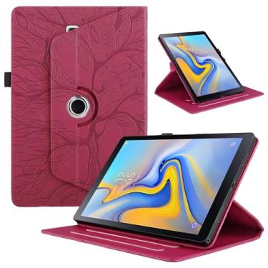 Imagem de Capa giratória para Samsung Galaxy Tab A 10,5 SM-T590/T595/T597 2018 capa de couro PU leve com suporte para tablet Galaxy Tab A 10.5 2018 - vermelha