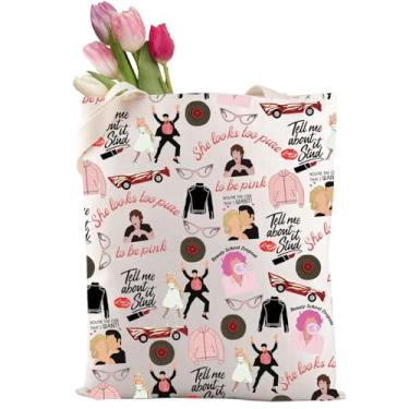 Imagem de XYANFA Sacola musical Greese para fãs de filmes, presente de cinema, diga-me sobre isso, bolsa de compras de filmes dos anos 70, Brinco Tell Me About It T