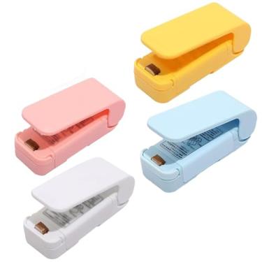 Imagem de Mini Máquina de Selagem Portátil, 2024 Mini Seladora de Saco 2 em 1 Seladora e Cortadora Portátil Aquecedora a Vácuo para Sacos Plásticos Snacks para Armazenamento de Alimentos (Pacote de 4)