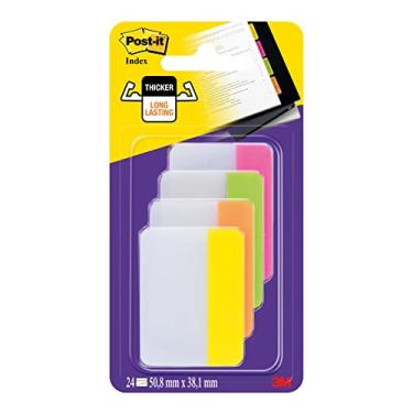 Imagem de Post-It 686-PLOY Index Strong Filing Tabs, rosa, verde, laranja, amarelo, 51 x 38 mm (6 de cada cor)