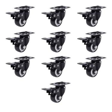 Imagem de Kit Rodinhas com Rodízios Giratórios e Rolamento Reforçado com Freio e