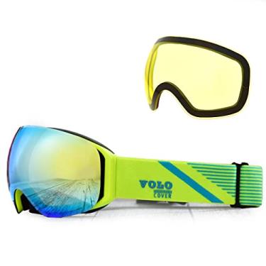 Imagem de VOLOCOVER Lentes de adsorção magnética anti embaciamento Óculos de esqui Duas lentes podem ser substituídas Proteção UV Anti-embaciamento Ultra HD Confortável (Verde)
