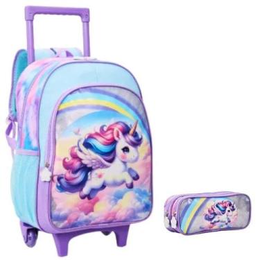 Imagem de Kit Mochila Escolar Pônei Rodinhas 2 em 1 Tam G Com Estojo - Yepp