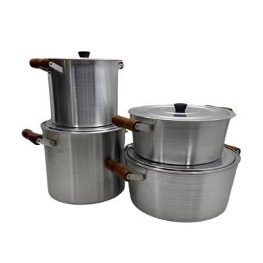 Imagem de Jogo Grande Panelas Hotel/Restaurante 4pçs Alumínio Grosso - Alumínio 