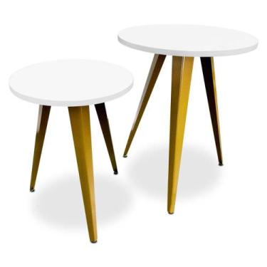 Imagem de Conjunto Jogo Mesa De Canto Decorativa Lateral Ornes Para Sala Quarto 