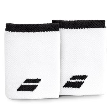 Imagem de Munhequeira Babolat Logo Jumbo Longa com 02 Unidades Branca e Preto