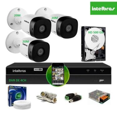 Imagem de Kit Intelbras 3 Cam G4 Dvr 4ch Mhdx H.265 Com Hd 500giga