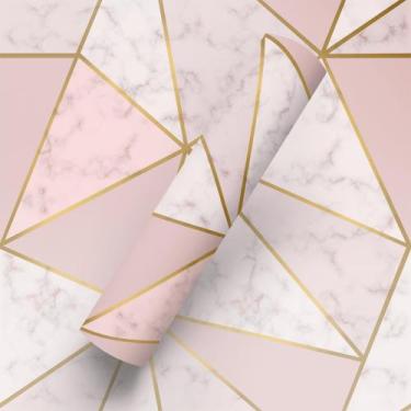 Imagem de Papel De Parede Adesivo Estilo Zara Efeito Mármore Rose Gold - Bazar D