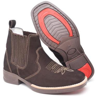 Imagem de Botina Texana Butina Masculina Country Couro Legítimo Bota Bico Quadra