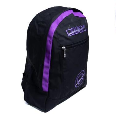 Imagem de Mochila Escolar Juvenil Emborrachada Risca 9078, Preto, Roxo