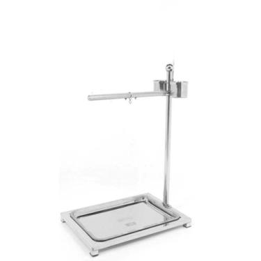 Imagem de Poleiro / Comedouro de aço inoxidável para pássaros papagaio calopsita