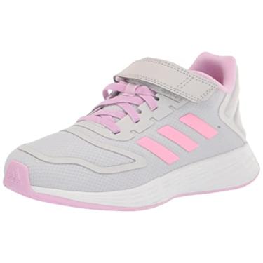 Imagem de adidas Tênis unissex infantil Duramo 10, Cinza traço/rosa feixe/lilás felicidade (elástico), 5 Big Kid
