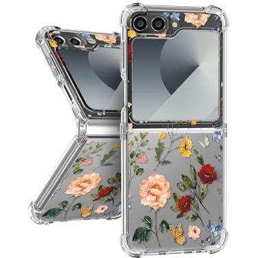 Imagem de Buleens Capa Protetora Fina para Samsung Galaxy Z Flip 6 - TPU Transparente Flexível, Slim Fit, À Prova de Choque, Estampa Floral Feminina
