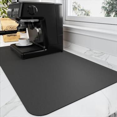 Imagem de HotLive Tapete de Café - Tapete de Café para Bancadas | Acessórios para Barra de Café Cabem Sob A Máquina de Café Expresso | Esteira de Secagem Suportada de Borracha do Prato Da Mancha Absorvente do C