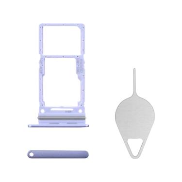 Imagem de BESJMYT Substituição da bandeja do cartão SIM para Samsung Galaxy A34 (versão SIM único) Adaptador de suporte de slot de bandeja de cartão violeta com ejetor de agulha para A34 A346E A346B A346M