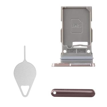 Imagem de BESJMYT Substituição da bandeja do cartão SIM para Samsung Galaxy S22 Plus (versão SIM único) Adaptador de suporte para compartimento de cartão ouro rosa com ejetor de agulha para S22+ Plus SM-S906U