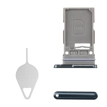 Imagem de BESJMYT Substituição da bandeja do cartão SIM para Samsung Galaxy S22 Plus (versão SIM único) Adaptador de suporte de slot de bandeja de cartão verde com ejetor de agulha para S22+ Plus SM-S906U