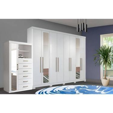 Imagem de Guarda Roupa 2 Peças (1GuardaRoupa+1Cômoda) QC133 Branco - Santos Andirá