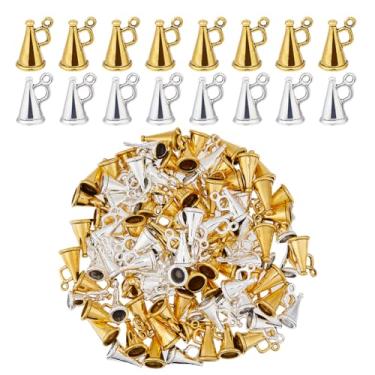 Imagem de DICOSMETIC 100 peças, 2 estilos, pingentes de torcida de megafone, pingentes de líder de torcida em massa com tema de líder de torcida, berloques de trompete, estilos tibetanos, pingentes de liga para