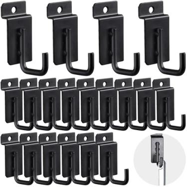 Imagem de Waltool 60 peças de ganchos de slatwall resistentes, suportes de prateleira de parede em forma de J, acessórios, ganchos de exibição de grade, painel de garagem, casa, jardim, lojas, (preto)