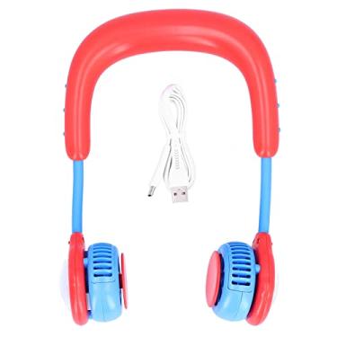 Imagem de Vomeko Crianças penduradas fãs de pescoço, mão recarregável Fãs pessoais, mini ventilador elétrico portátil, para sala de viagem esportes ao ar livre doméstica (Red)