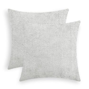 Imagem de CaliTime Pacote de 2 capas de almofada de chenille com cruz tingida lisa macia para sofá, decoração de casa, 45,7 x 45,7 cm, cinza claro
