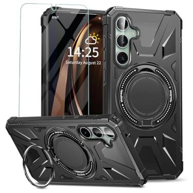 Imagem de Wetinforu Capa magnética para Samsung Galaxy S25 Plus [compatível com MagSafe], capa S25 Plus com protetor de tela, suporte giratório 360 integrado, proteção contra quedas, à prova de choque, S25 Plus