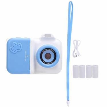 Imagem de Câmera de Impressão Instantânea Com Flash, Carteira de Memória de 32 GB de 2,4 Polegadas de 1MP de Câmeras Dianteiras e Traseiras, Tecnologia de Impressão Térmica (Branco azul)