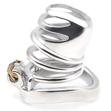 Imagem de Dispositivo de castidade de aço da gaiola masculina do fechamento da castidade para brinquedos sexuais masculinos comprimento 47mm da gaiola do pênis com 3 tamanhos anel peniano no design do arco(40mm