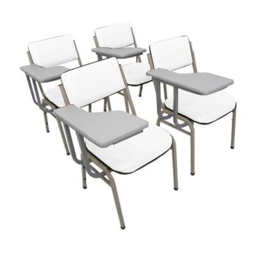 Imagem de Kit com 4 Cadeiras Escolar Universitária para Auditórios Linha Hotel Smart Branco