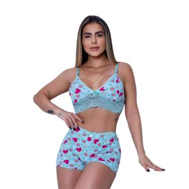 Imagem de kit com até 2 Short Doll Lara Estampado Romantic Com Detalhe em Renda 
