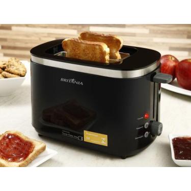 Imagem de Torradeira Britânia Preto Tosta Pane - 7 Níveis de Tostagem Inox Funçã