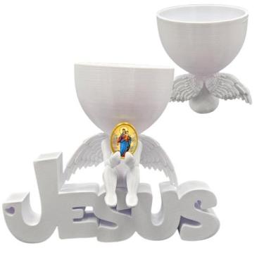 Imagem de Anjinho da Guarda Nossa Senhora Auxiliadora Jesus 3d Vaso - Point da F
