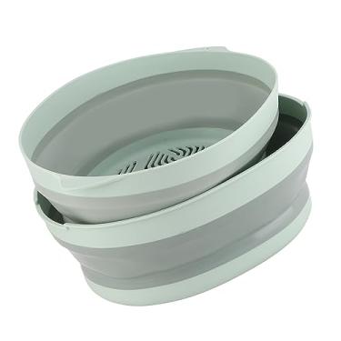 Imagem de Dupla Camada Dobrável UIT Portátil e Cesto de Dreno Vegetal para Cozinha e Uso Ao Ar Livre Em G e e (Verde grande)