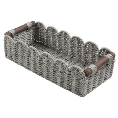 Imagem de Cesto de armazenamento de papel higiênico organizador de balcão de banheiro cestas de vime para organizar cesta fofa para quarto, berçário, cozinha, banheiro, decoração - cinza