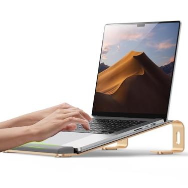 Imagem de JCZT Suporte de alumínio para laptop, suporte para notebook com descanso de pulso, suporte ergonômico removível para laptop, suporte de computador compatível com todos os laptops de 10 a 17 polegadas