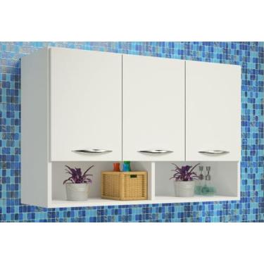 Imagem de Armário Aéreo 3 Portas Parede Suspenso Lavanderia Cozinha - ClickForte