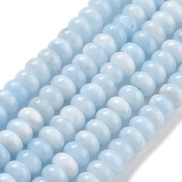 Imagem de LiQunSweet 220 peças 8 mm contas de ábaco azul tingidas de jade branco natural disco redondo redondo Rondelle contas espaçadoras para joias faça você mesmo colar pulseira artesanato telefone chaveiro
