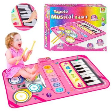 Imagem de Tapete Infantil Musical Rosa 2 Em 1 Com Sons De Bateria Instrumentos E