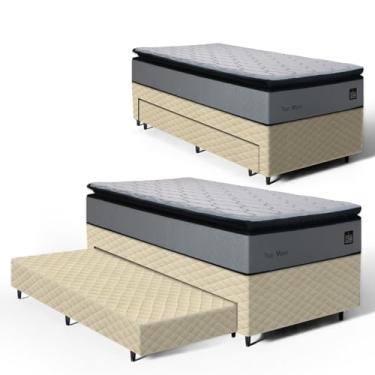 Imagem de Cama Box com Colchão de Espuma D33 Pillow Top Maxx + Auxiliar de Espuma Unique Solteiro 88cm