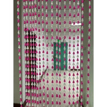 Imagem de ZiDeTang 18 fileiras de cortina de acrílico com contas de cabaça para decoração de casa, divisória de quarto, borla, janela, painel de tela para casamento, café, escritório (99,8 cm x 194,8 cm, rosa