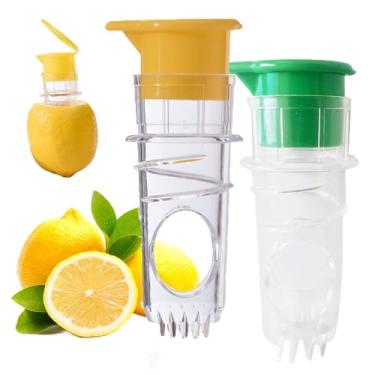 Imagem de Mini espremedor de limão, espremedor de limão, extrator manual de suco com filtro embutido, espremedor de frutas cítricas laranja, espremer limão para coquetéis, bebidas (1+1)