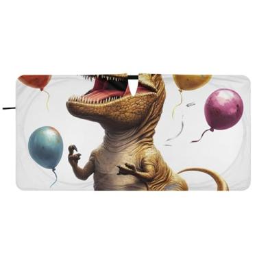 Imagem de T Rex Presentes de aniversário protetor solar para para-brisa de carro dobrável caminhão janela de carro guarda-chuva de para-brisa frontal, 76 cm x 149 cm