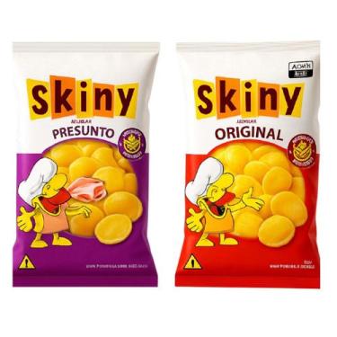 Imagem de Kit 150 Salgadinhos Skiny Presunto e Natural de Milho de 35g