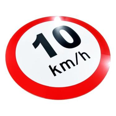 Imagem de Kit 3 Placas de Sinalização, Velocidade, Condomínio, 10km/h, 40cm, em ACM 3mm (alumínio composto)