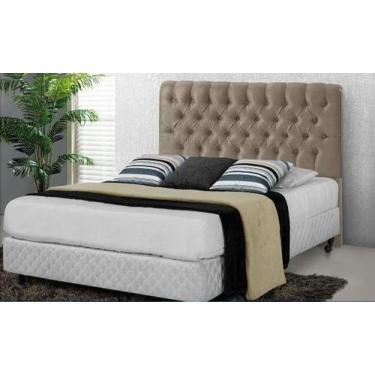 Imagem de Cabeceira para Cama Box Casal Captonê Tecido Suede Bege Escuro - VENEZ