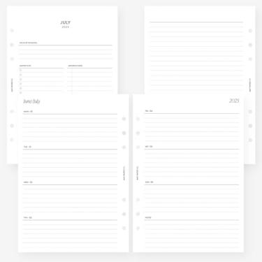 Imagem de MAY PAPER CO. Refil de agenda semanal A5 2025/2026, agenda semanal em duas páginas para Filofax A5 e LV GM Agenda de 6 anéis (forrado horizontal)