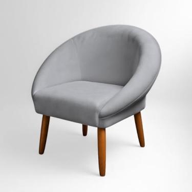 Imagem de Poltrona Cadeira Decorativa para Sala de Espera Moderna Resistente Escritório Pés Palito MOBLAN decor (Cinza)