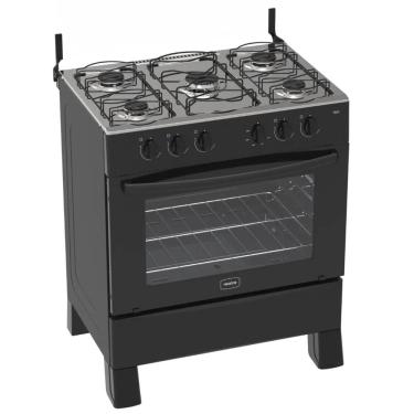 Imagem de Fogão 5 Bocas Preto Hera com Forno 94 L Realce